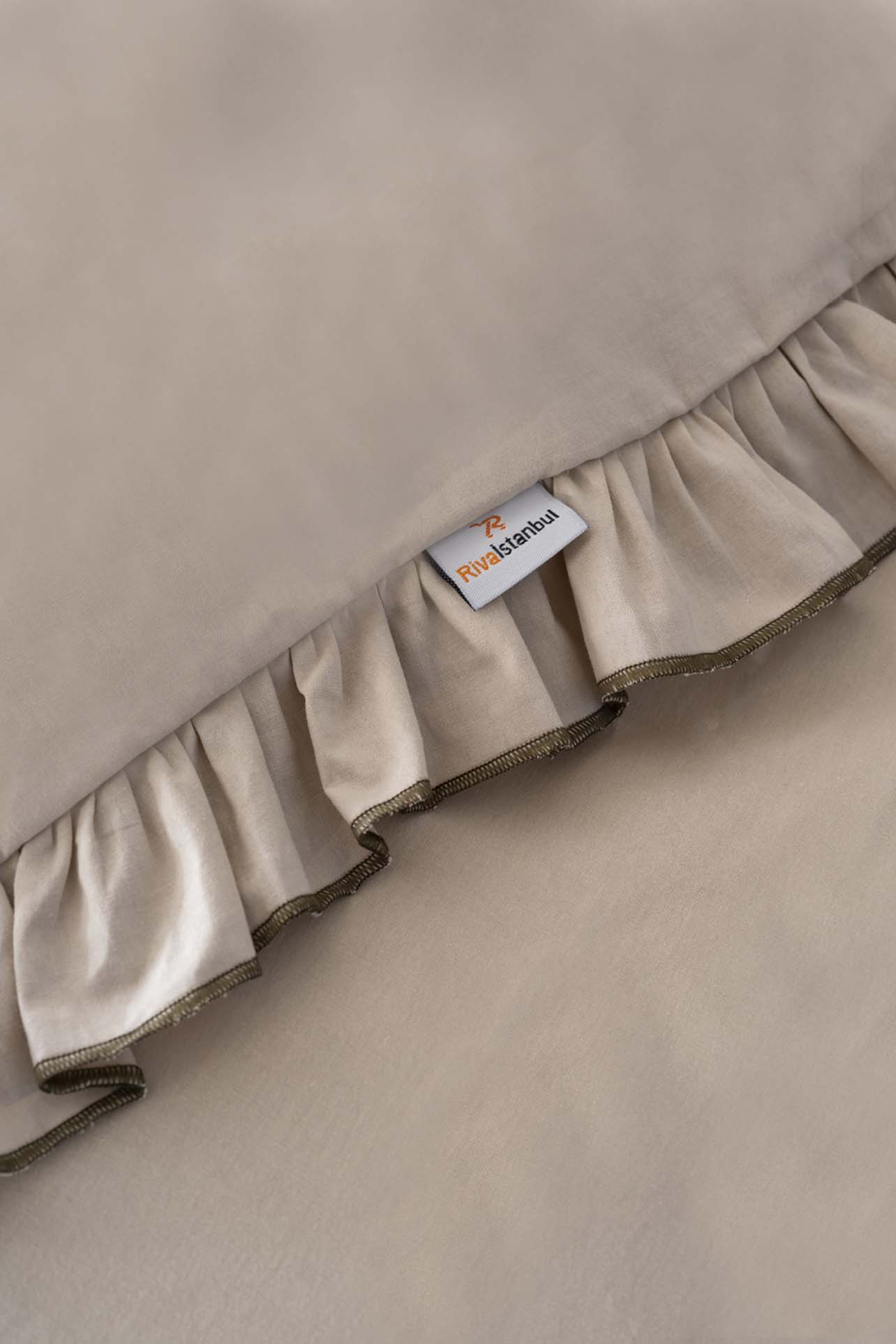 Florita Cappuccino Double Embroidered 100% Cotton Duvet Cover Set – 4 Pieces