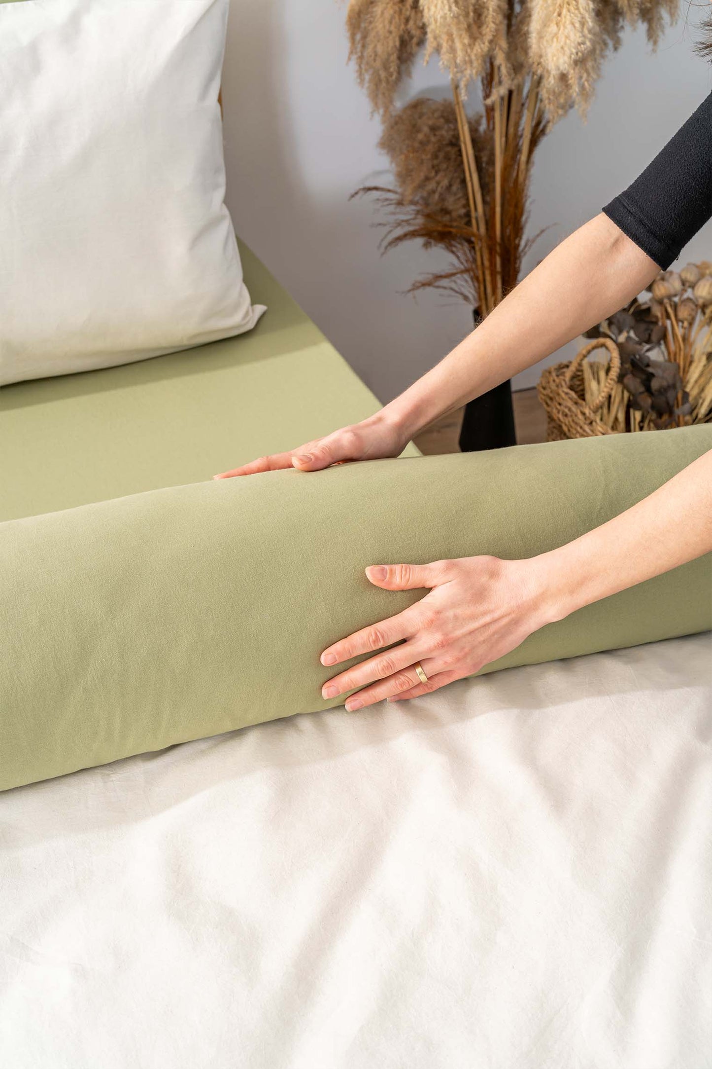 Botanic Green 100% Cotton Embroidered Duvet Cover Set, 6-Piece Double Size Bedding – Breathable Fabric, 200x220 cm