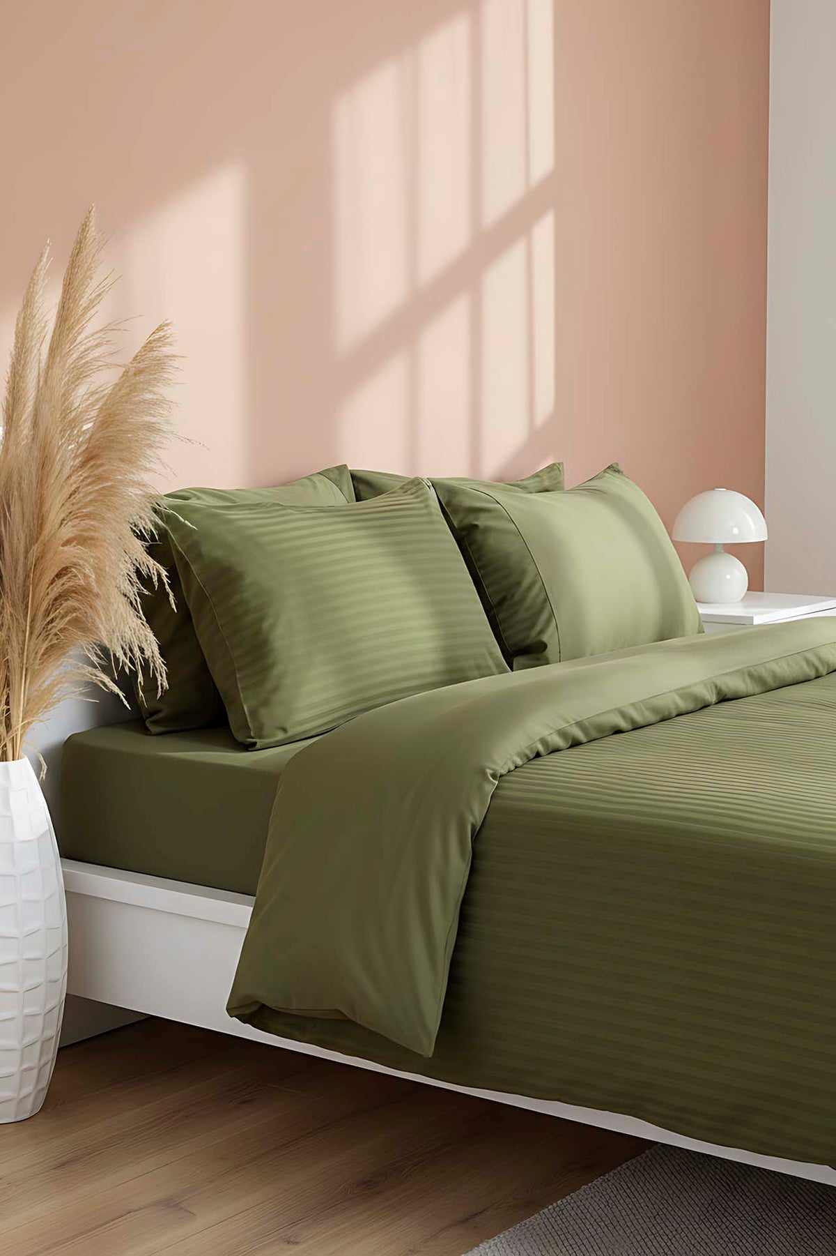 Opia Forest 100% Cotton Double Duvet Cover Set - 6-Piece Premium Trousseau Bedding Bundle - Breathable & Soft Deep Green Quilt Cover with 4 Pillowcases