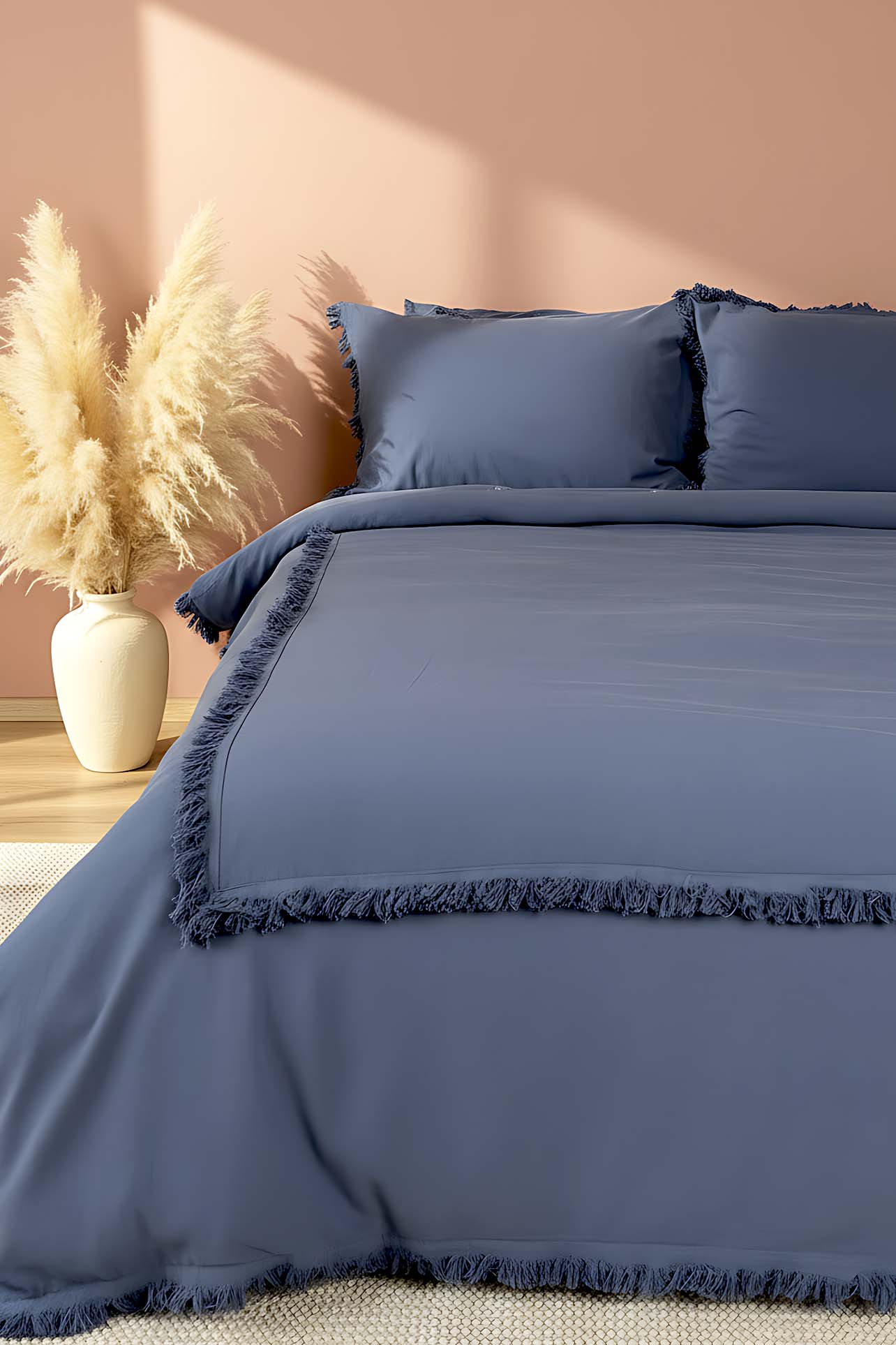 Maddox Dark Storm 100% Cotton Double Duvet Cover Set - 6-Piece Premium Trousseau Bedding Bundle - Soft & Breathable Quilt Cover with Matching Pillowcases