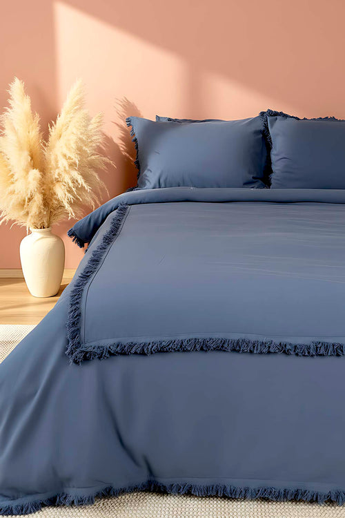 Maddox Dark Storm 100% Cotton Double Duvet Cover Set - 6-Piece Premium Trousseau Bedding Bundle - Soft & Breathable Quilt Cover with Matching Pillowcases