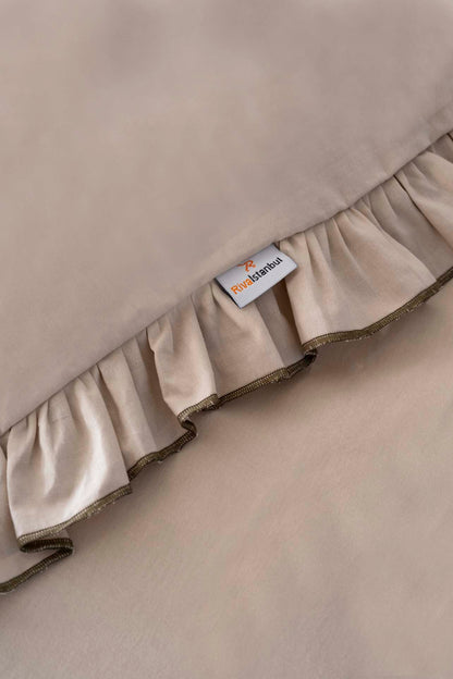 Florita Cappuccino Double Embroidered 100% Cotton Duvet Cover Set – 4 Pieces