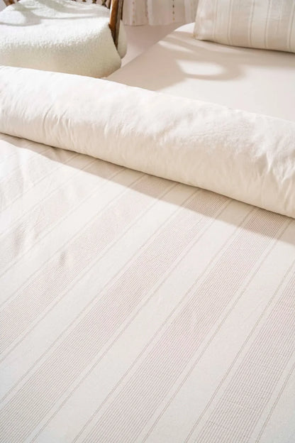 Nenas Vizon 100% Cotton Embroidered Duvet Cover Set, 6-Piece Double Size Bedding – Breathable Fabric, 200x220 cm