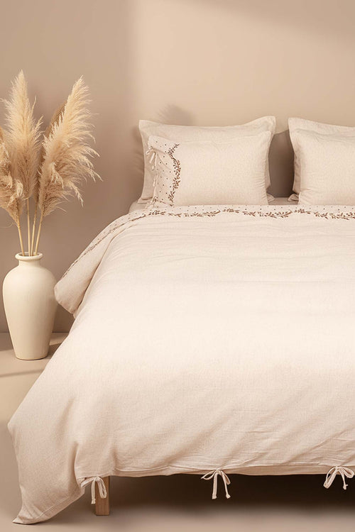 Pelias Linen Double Duvet Cover Set - 6-Piece Dowry Set