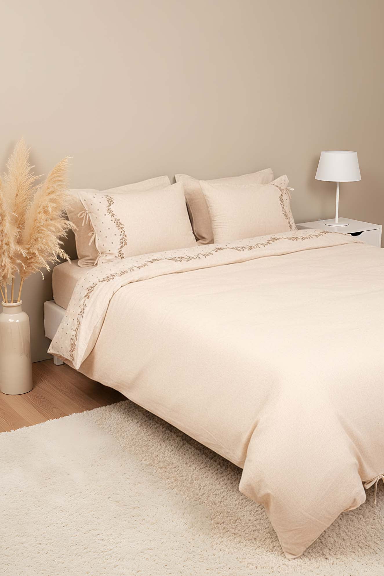 Pelias Linen Double Duvet Cover Set - 6-Piece Dowry Set