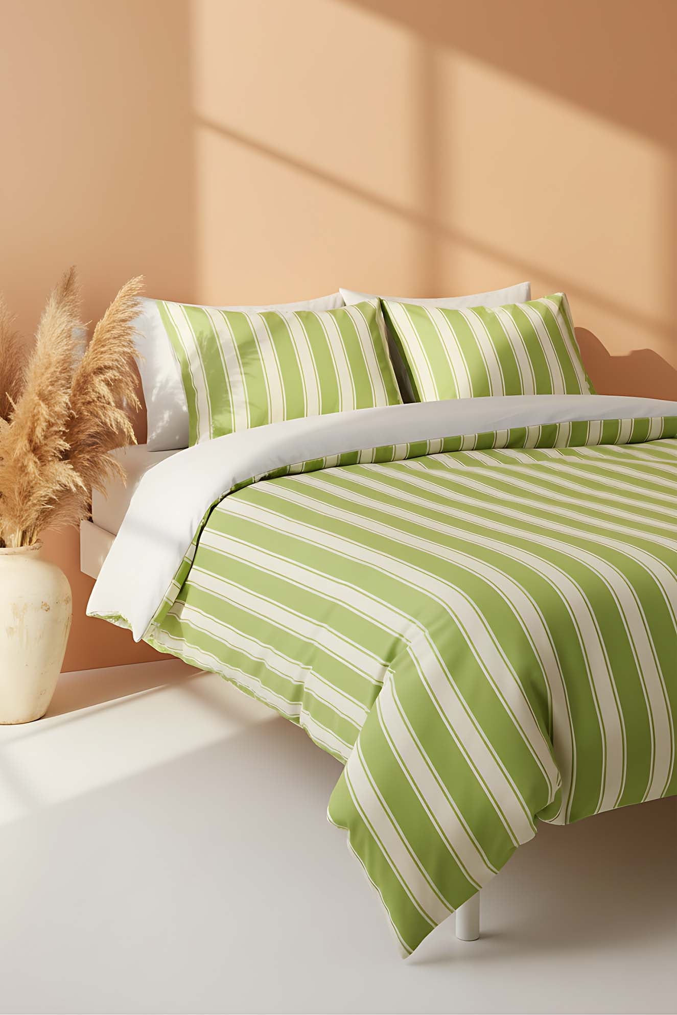 Elora Green Double Cotton Duvet Cover Set
