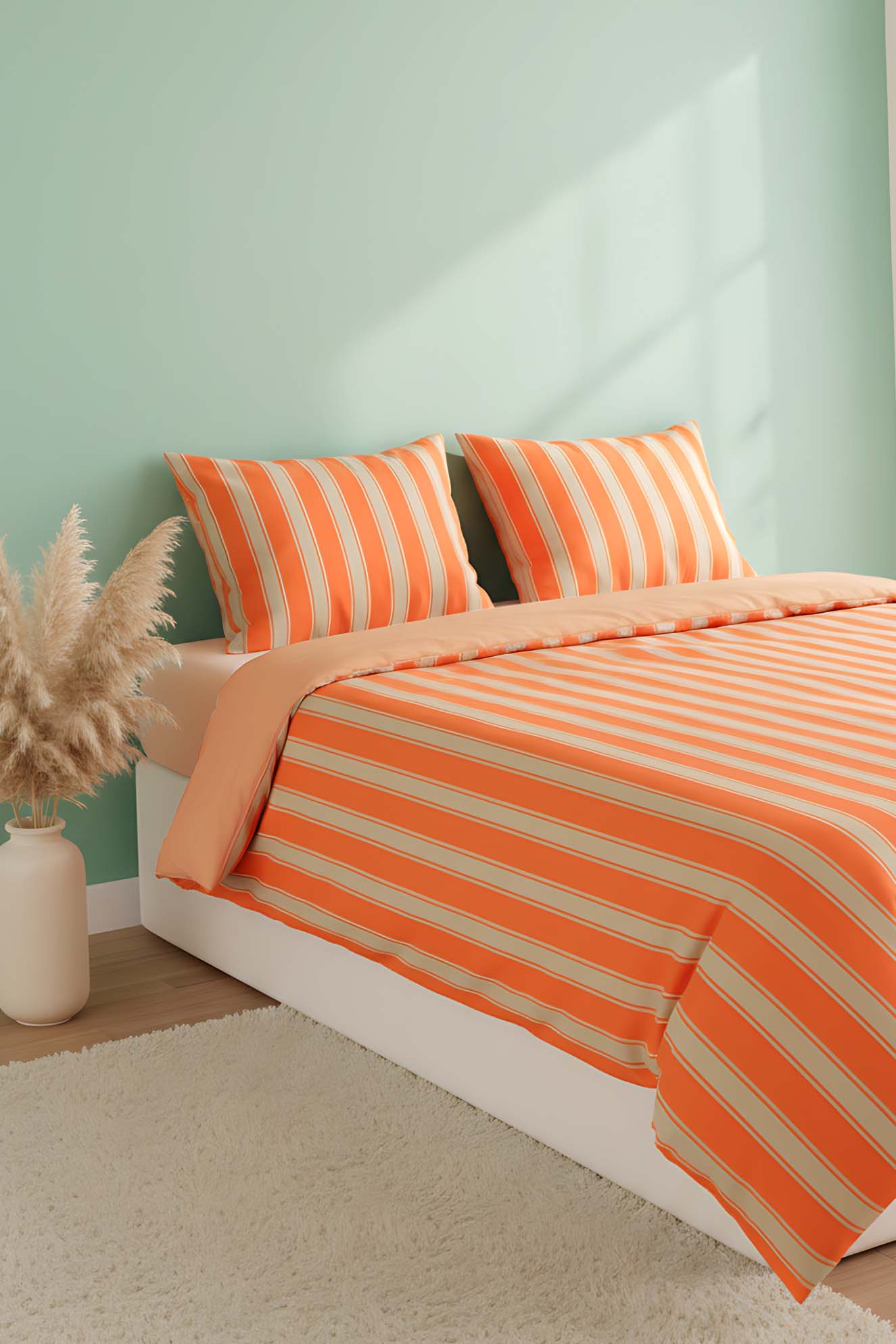 Elora Orange Double Cotton Duvet Cover Set