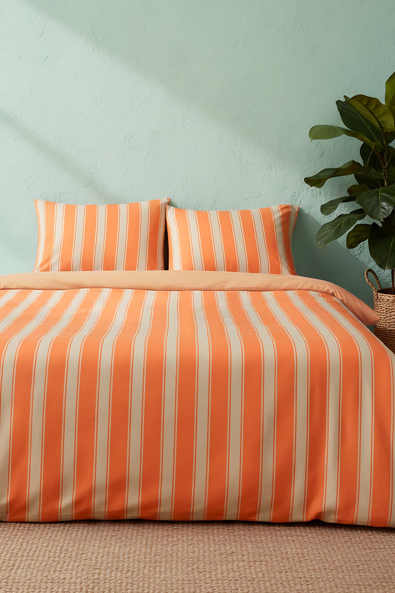 Elora Orange Double Cotton Duvet Cover Set