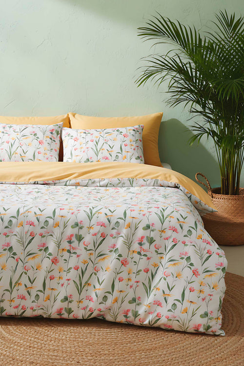 Botanical Beechwood Viscose Blend Double Duvet Cover Set – Silky Soft, Antibacterial, Breathable, 3-Piece, 200x215 cm