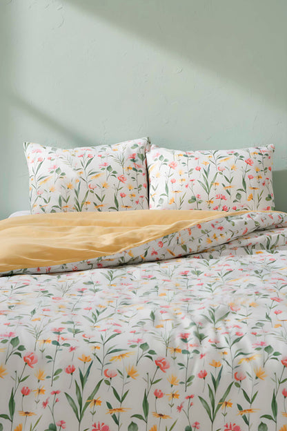 Botanical Beechwood Viscose Blend Double Duvet Cover Set – Silky Soft, Antibacterial, Breathable, 3-Piece, 200x215 cm