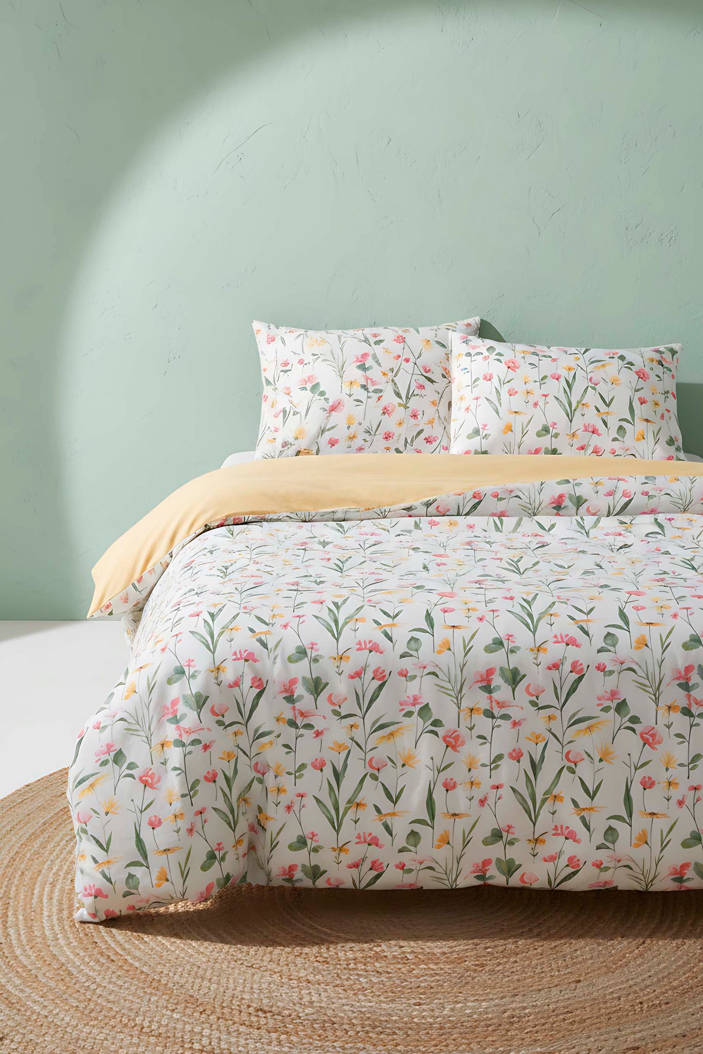 Botanical Beechwood Viscose Blend Double Duvet Cover Set – Silky Soft, Antibacterial, Breathable, 3-Piece, 200x215 cm