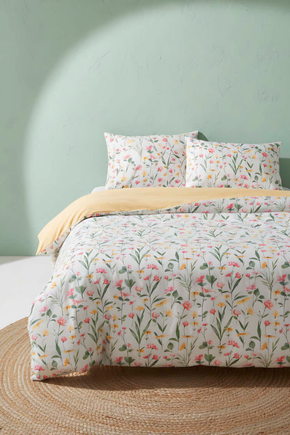 Botanical Beechwood Viscose Blend Double Duvet Cover Set – Silky Soft, Antibacterial, Breathable, 3-Piece, 200x215 cm