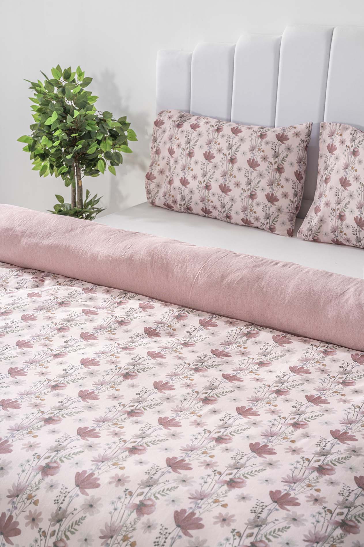 Miranda Rose Polycotton Double Size Duvet Cover Set, Zipper, 200×215 cm, 3-Piece