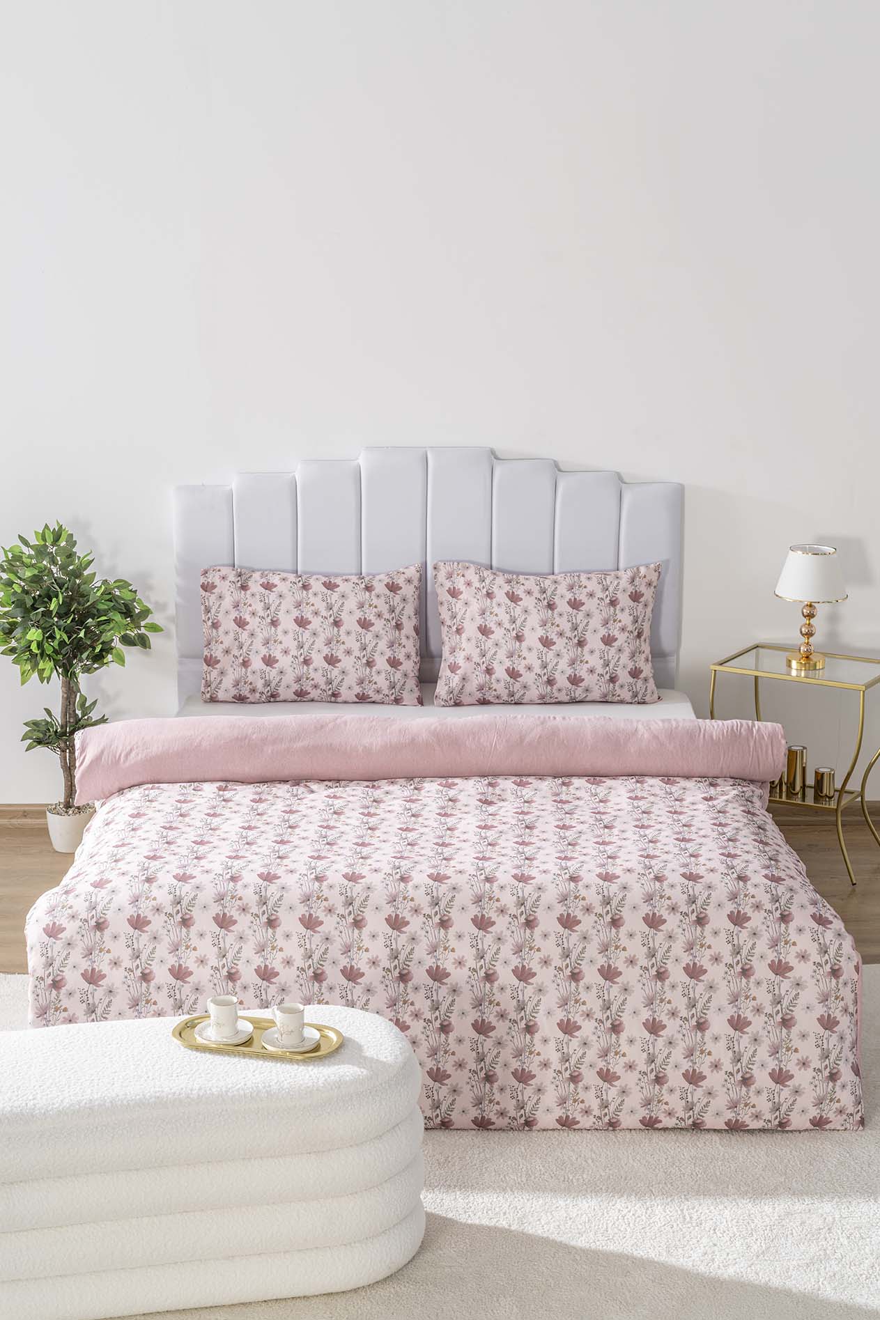 Miranda Rose Polycotton Double Size Duvet Cover Set, Zipper, 200×215 cm, 3-Piece